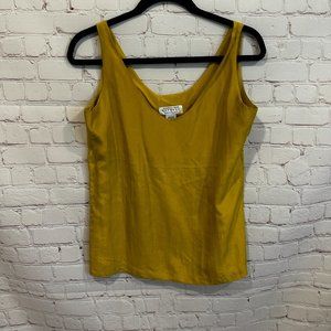 Vintage Express Gold Yellow 100% Silk Tank Top Size XS